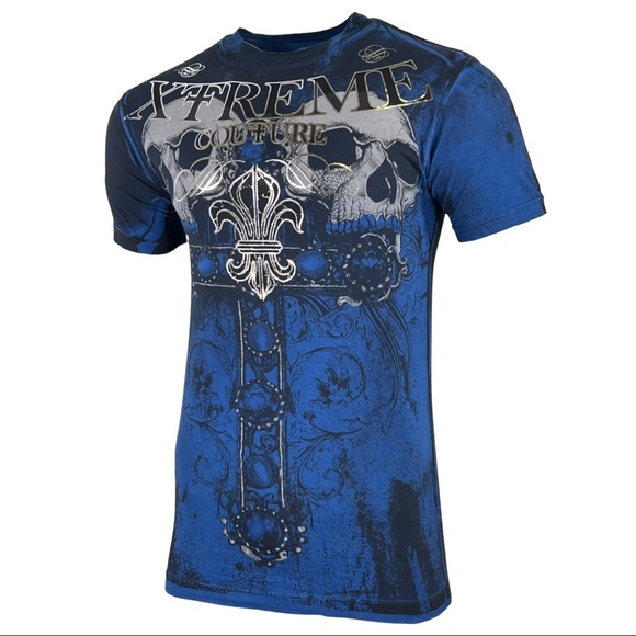 Xtreme Couture By Affliction Men's T-Shirt GRAVE MAKER Skull Cross S-5XL - Picture 2 of 10